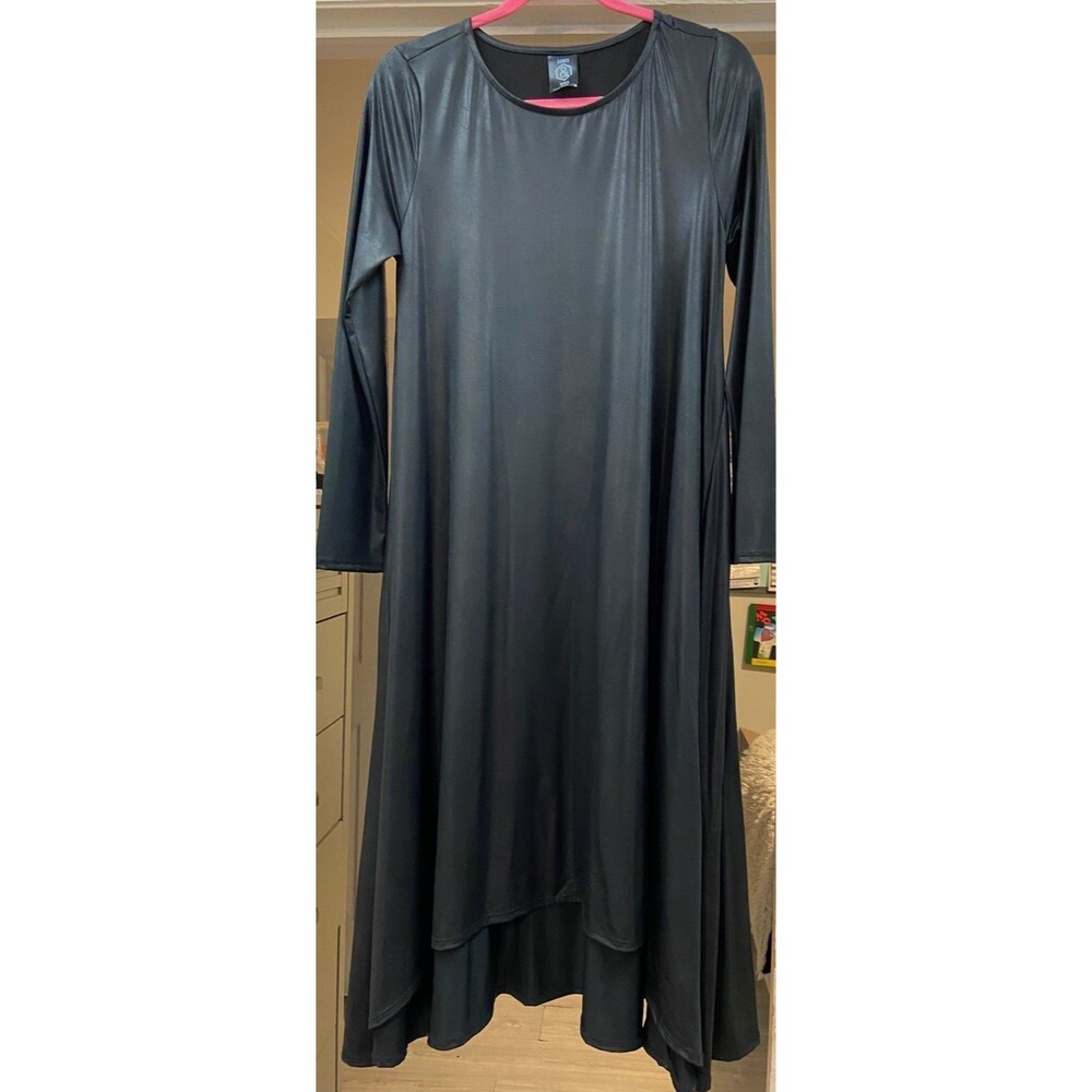 Agnes & Dora Earhart dress Vegan black leather look gallery hilo xs xsmall small